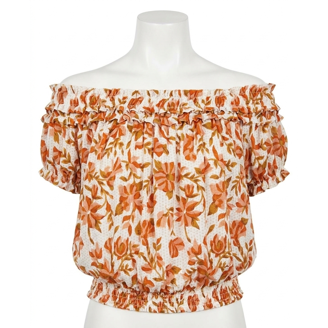 New Free People Women's Suki Floral Off The Shoulder Top In In Ivory Combo